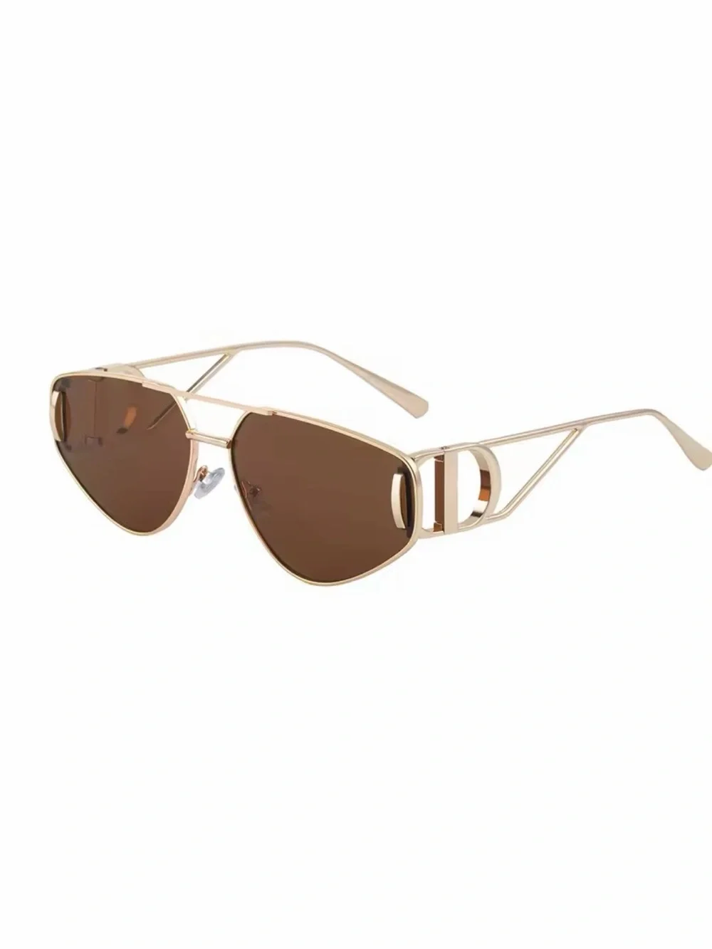 Others Follow Gold Frame Brown Lens Women's Sunglasses